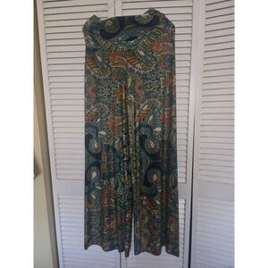 Melissa Paige Tribal Paisley Print Palazzo Boho Wide-Leg Pants Vibrant Floral